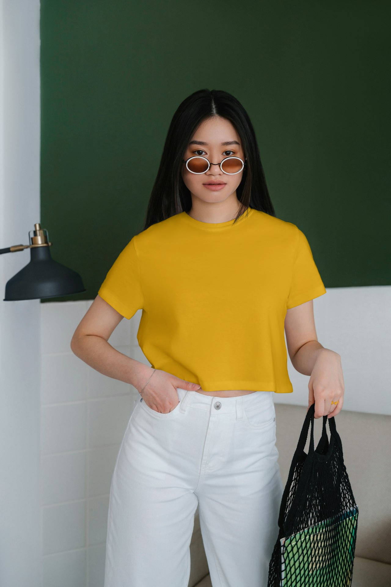 Solid crop top_Golden yellow