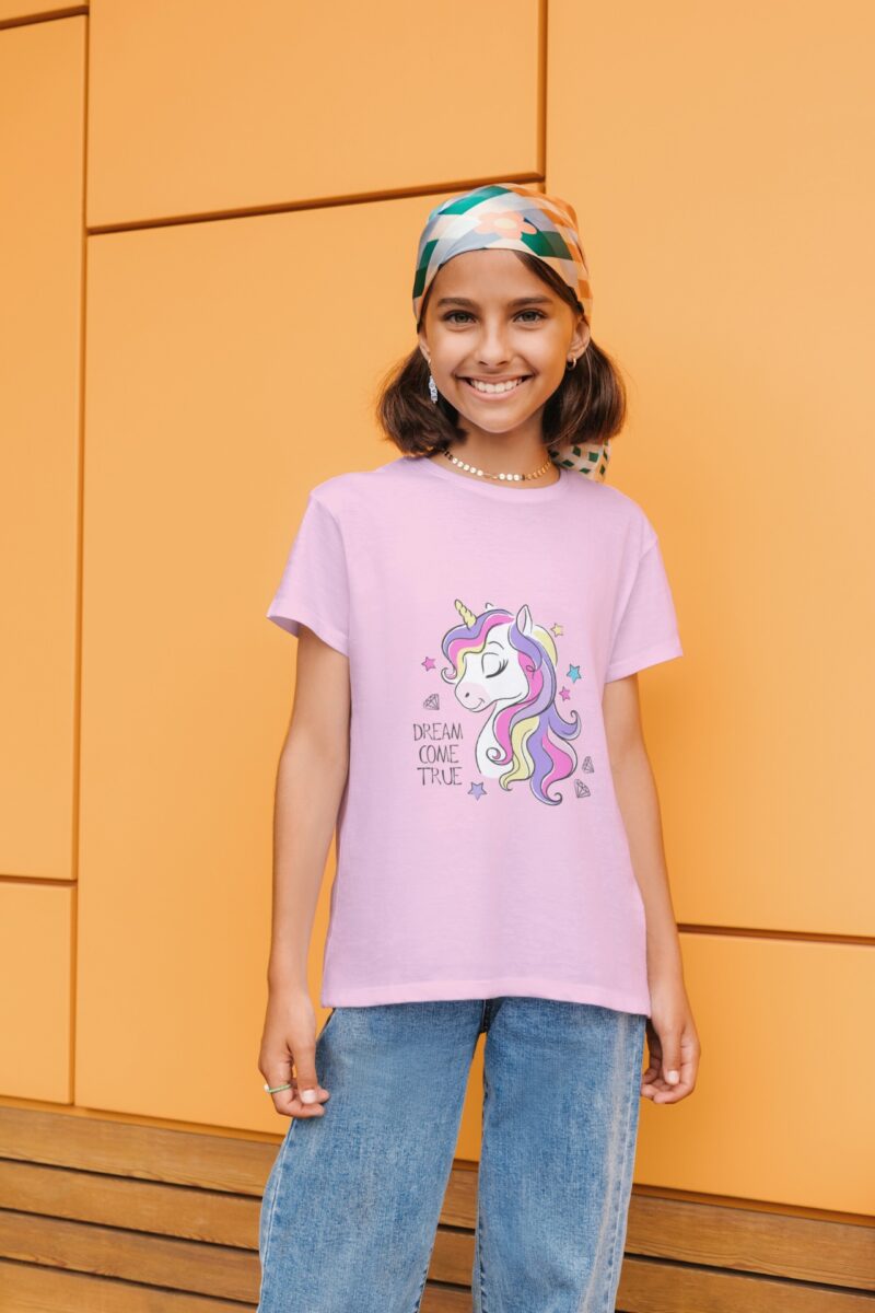 Kids Printed Round Neck Half Sleeve T-Shirt | Casual Unicorn Inspired Graphic Tee