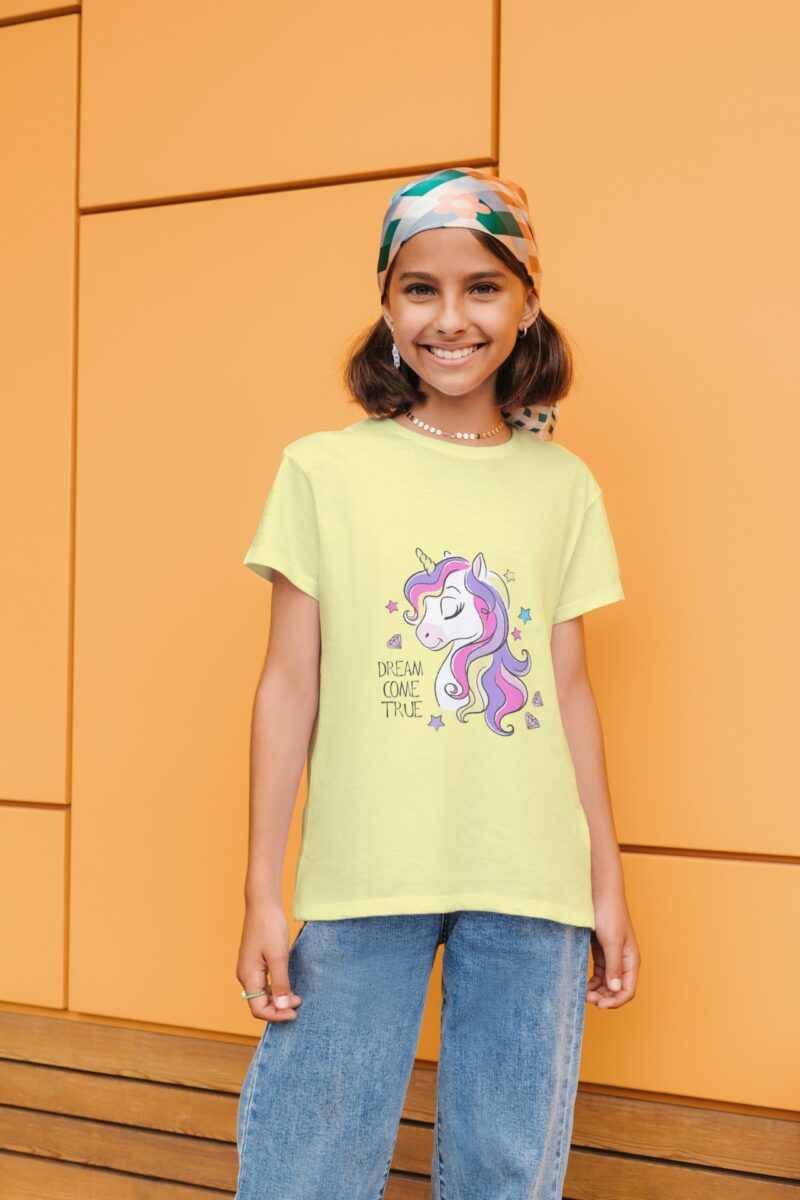 Kids Printed Round Neck Half Sleeve T-Shirt | Casual Unicorn Inspired Graphic Tee - Image 2
