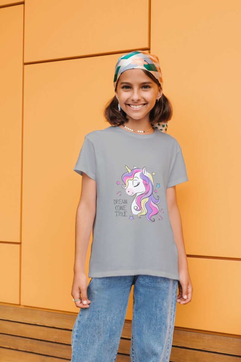 Kids Printed Round Neck Half Sleeve T-Shirt | Casual Unicorn Inspired Graphic Tee - Image 4
