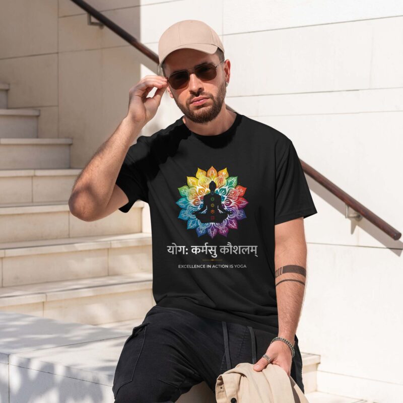 Men’s Printed Oversized Round Neck Half Sleeve T-Shirt | Excellence in Action is Yoga - Image 6