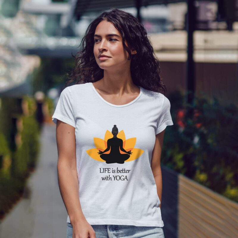 Women’s Printed Round Neck Half Sleeve T-Shirt | Life is better with Yoga - Image 4