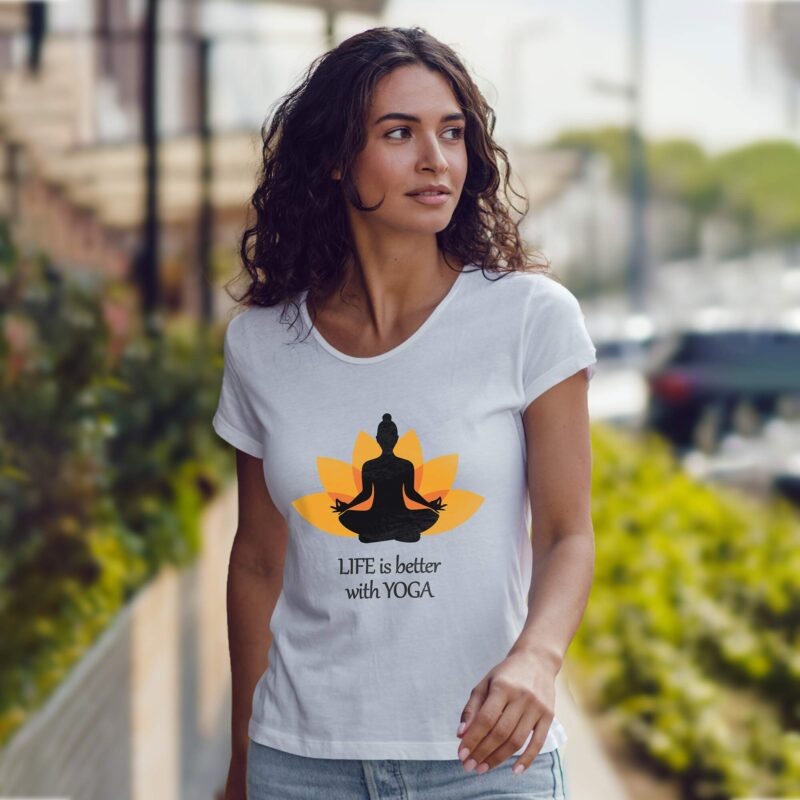 Women’s Printed Round Neck Half Sleeve T-Shirt | Life is better with Yoga - Image 5