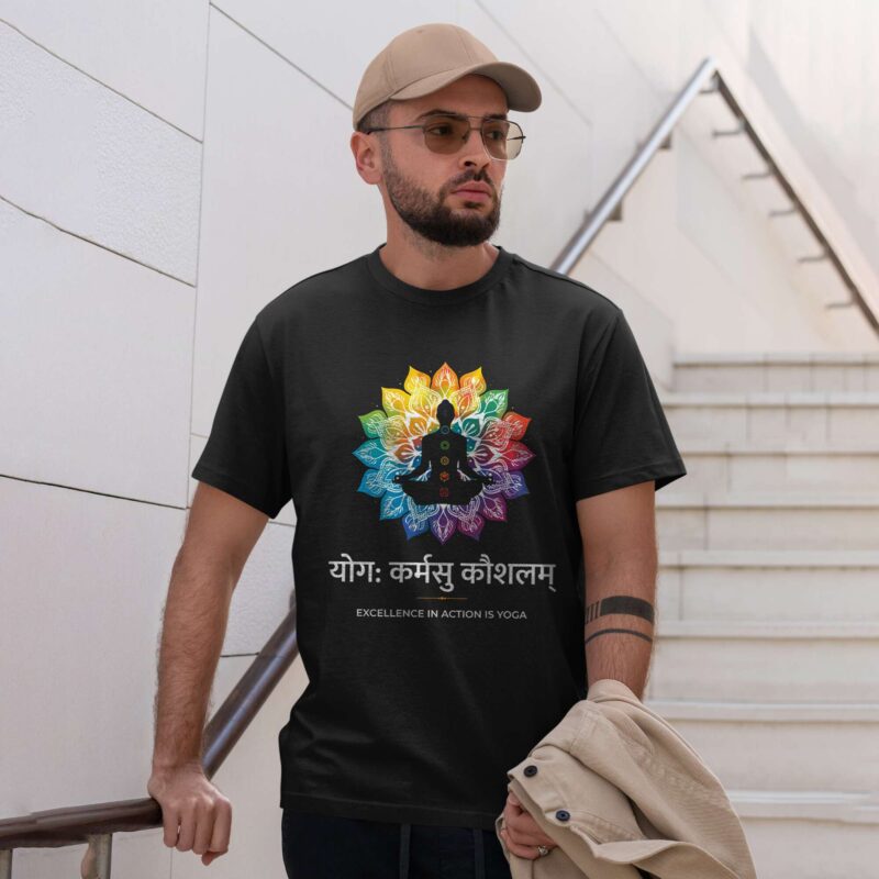 Men’s Printed Oversized Round Neck Half Sleeve T-Shirt | Excellence in Action is Yoga - Image 2