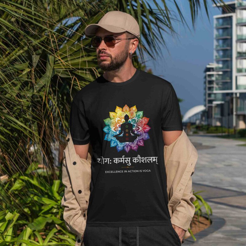 Men’s Printed Oversized Round Neck Half Sleeve T-Shirt | Excellence in Action is Yoga - Image 3