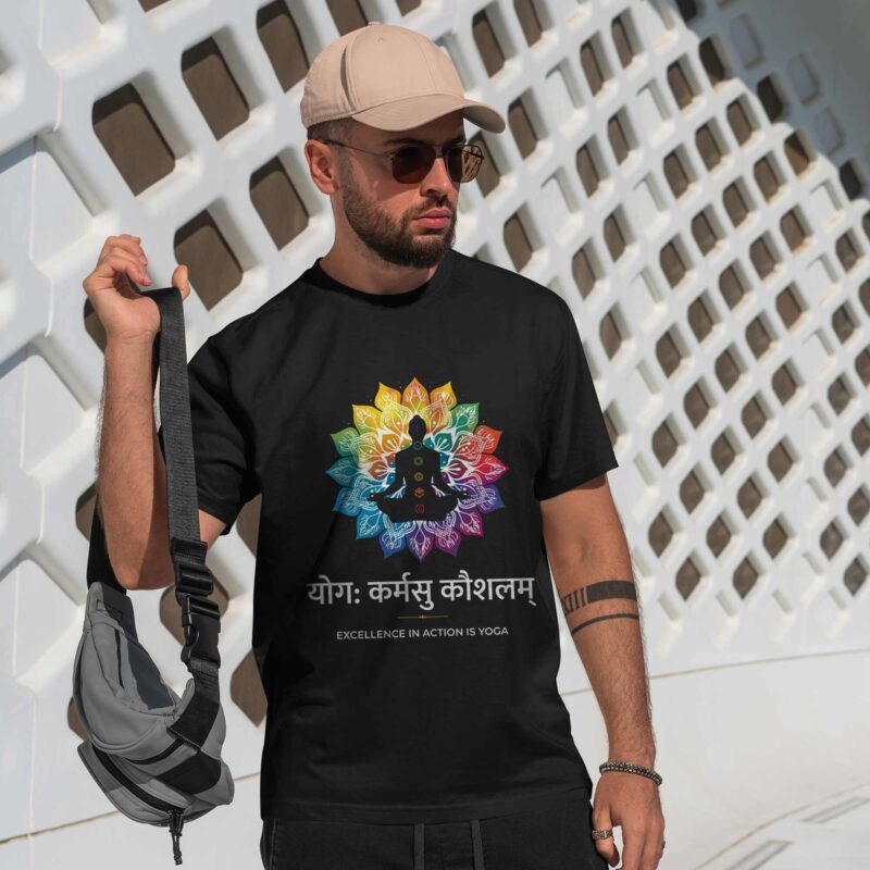 Men’s Printed Oversized Round Neck Half Sleeve T-Shirt | Excellence in Action is Yoga - Image 5