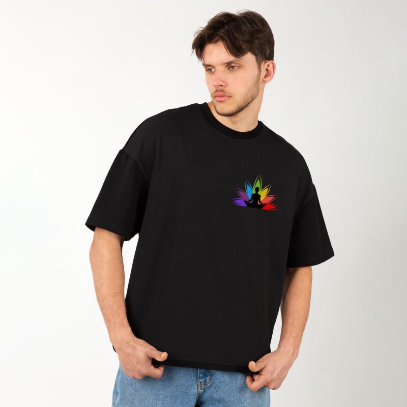 Men’s Printed Oversized Round Neck Half Sleeve T-Shirt | Chakras - Image 3