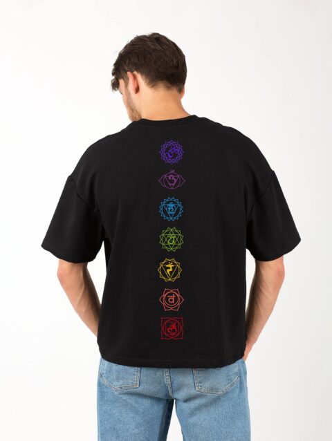 Men’s Printed Oversized Round Neck Half Sleeve T-Shirt | Chakras