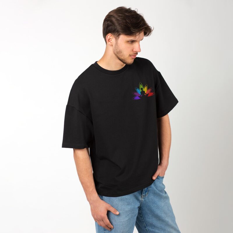 Men’s Printed Oversized Round Neck Half Sleeve T-Shirt | Chakras - Image 5
