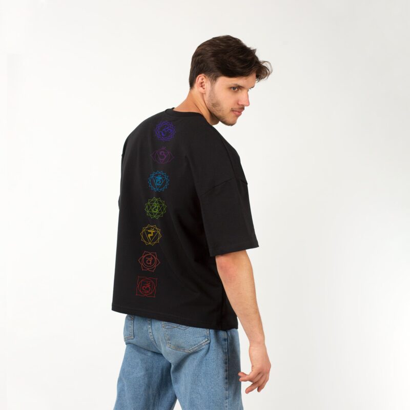 Men’s Printed Oversized Round Neck Half Sleeve T-Shirt | Chakras - Image 4