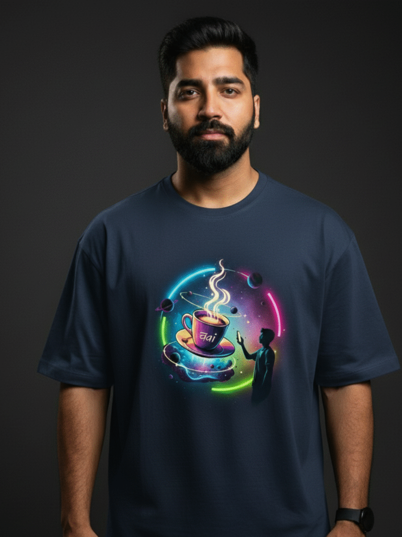 Men’s Printed Oversized Round Neck Half Sleeve T-Shirt | ChAI | Cosmo World - Image 4